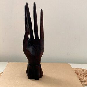 Mid Century Modern Wood Carved Hand Sculpture - Carved Wooden Hand Decor
